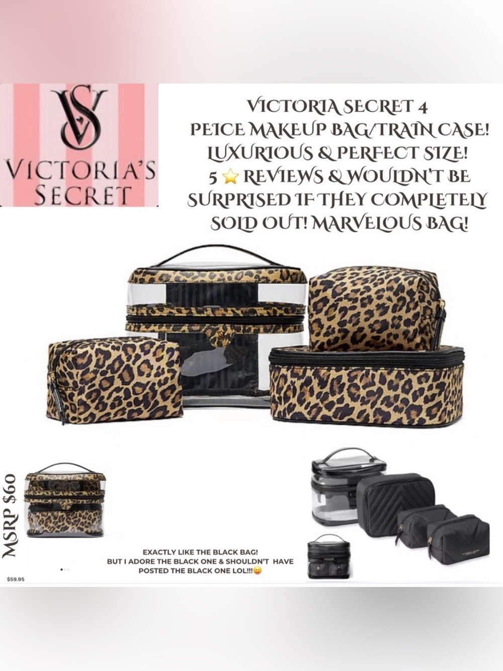NWT! VICTORIA SECRET MAKE UP BAG/TRAIN CASE! 5 ⭐️’S! I ADDED A $25 VS BAG-CHARM!